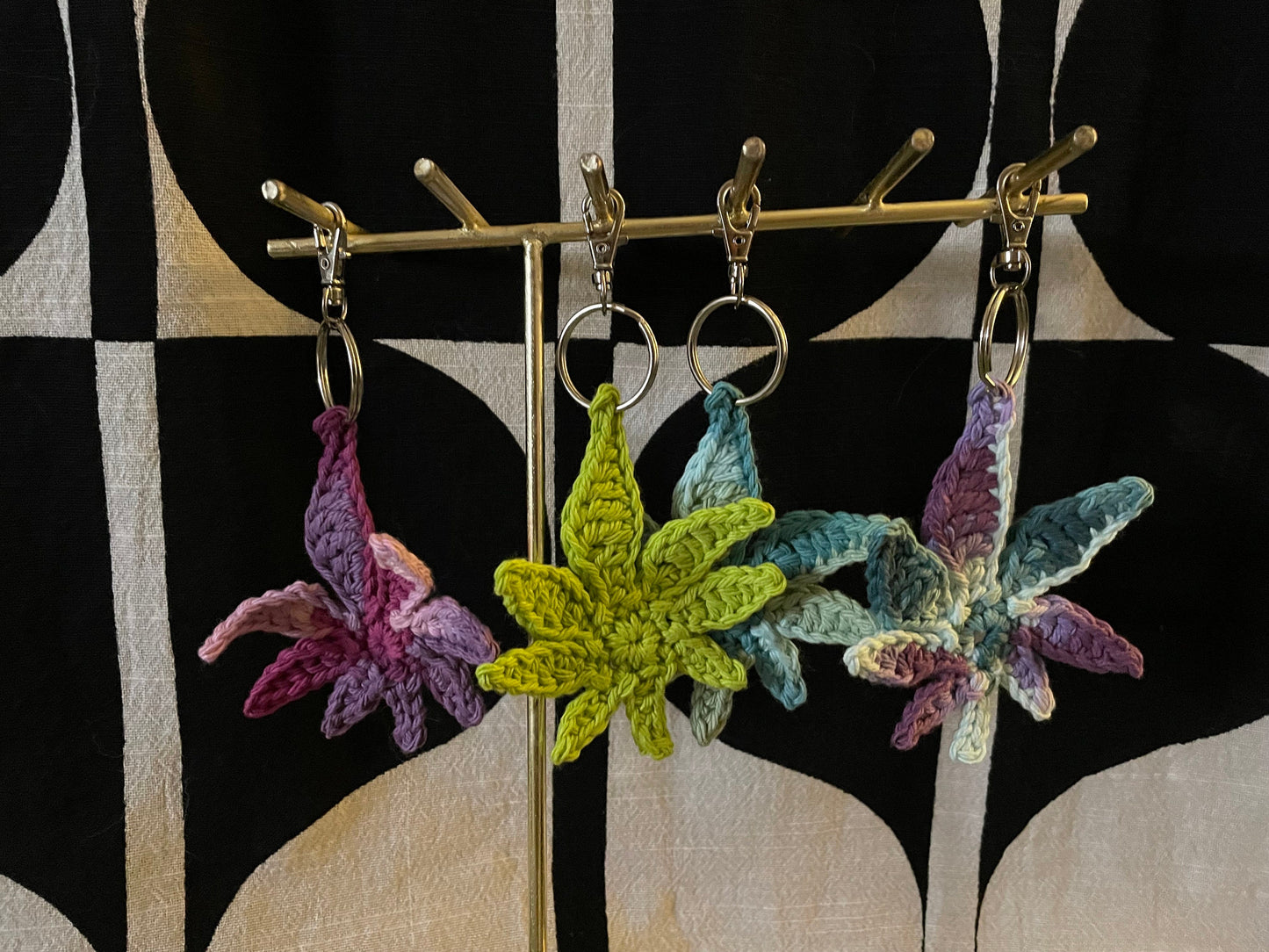 Crochet Weed Leaf Keychain