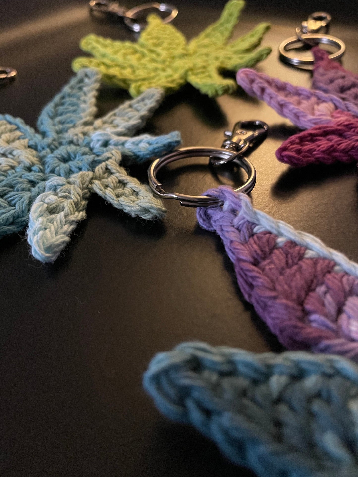 Crochet Weed Leaf Keychain