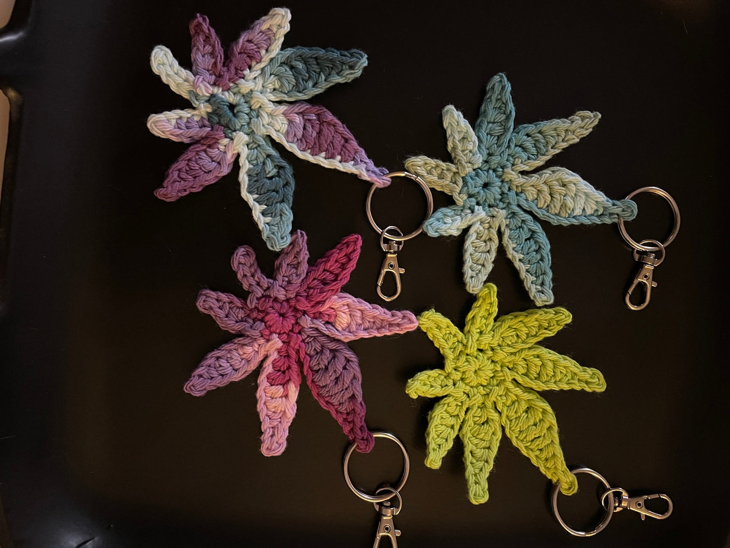 Crochet Weed Leaf Keychain
