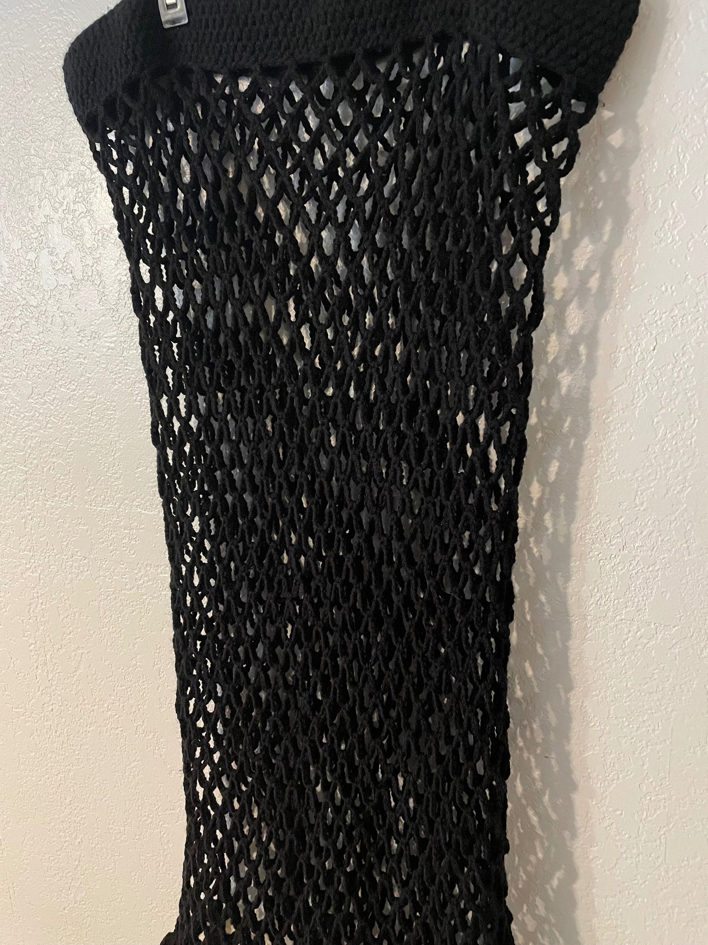 Crochet Fishnet Maxi Skirt with Ruffles