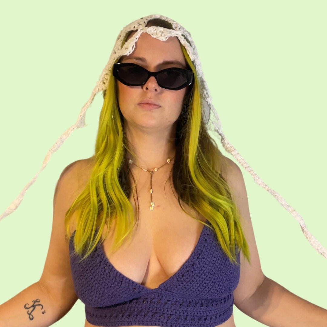 Crochet Bonnet Festival Head Wear Alternative Wedding Head Piece