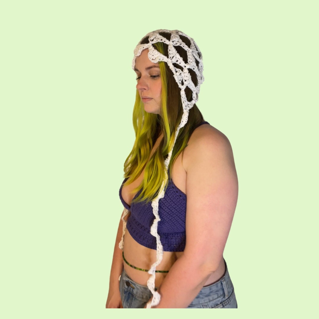 Crochet Bonnet Festival Head Wear Alternative Wedding Head Piece