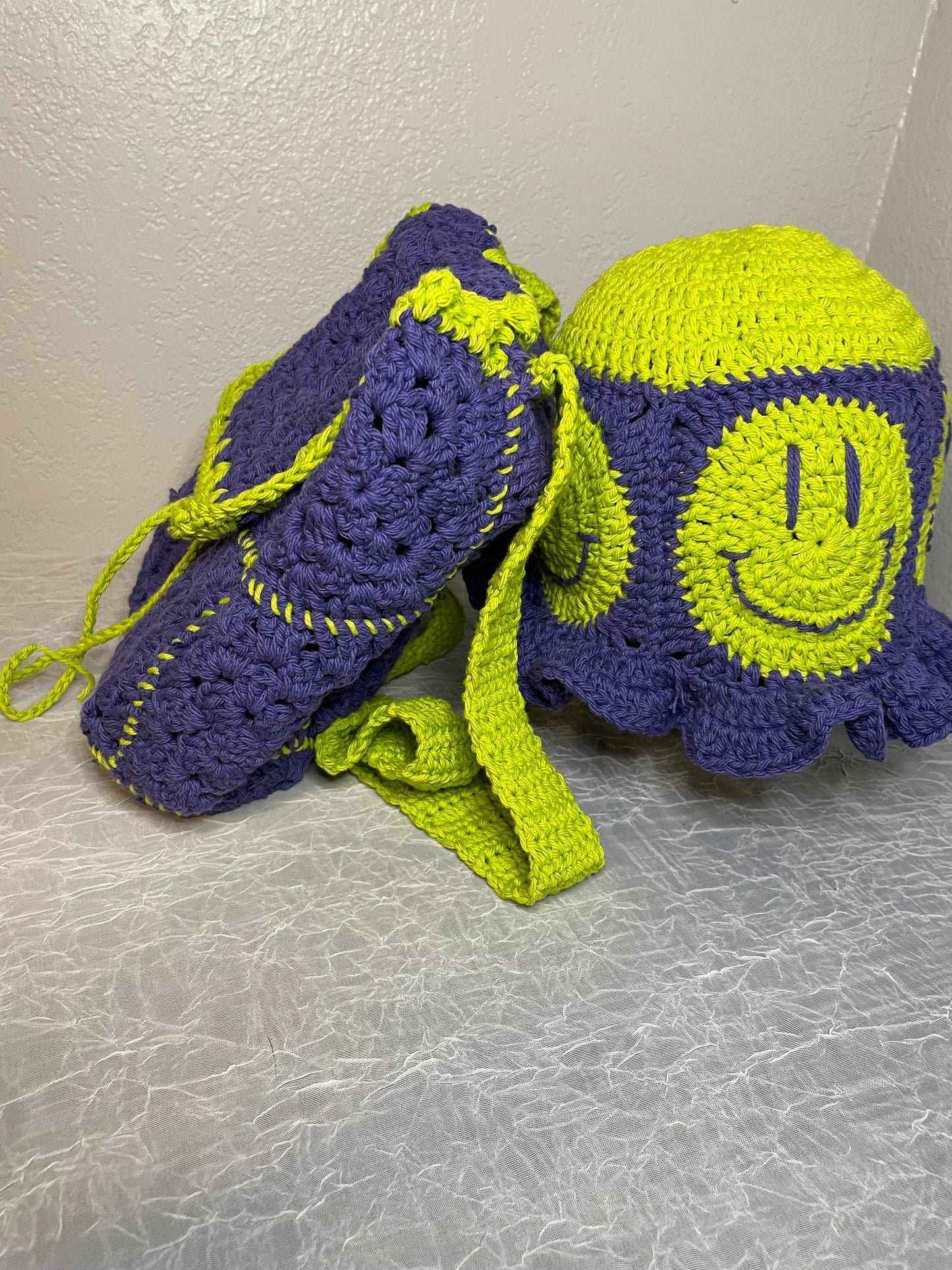 Mini Backpack, Bucket Hat, Pen Holder Set | Crochet Festival Set