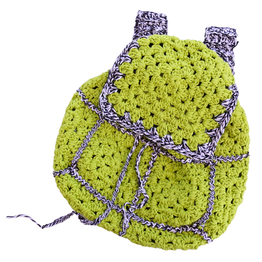 Neon Green Crochet Mini Backpack