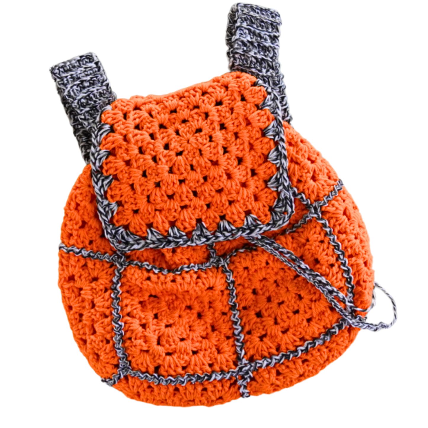 Neon Orange Crochet Mini Backpack