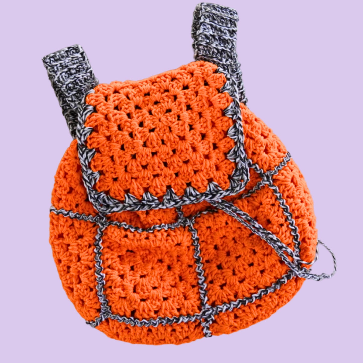 Neon Orange Crochet Mini Backpack