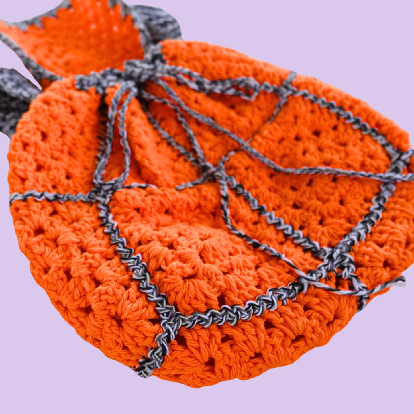 Neon Orange Crochet Mini Backpack