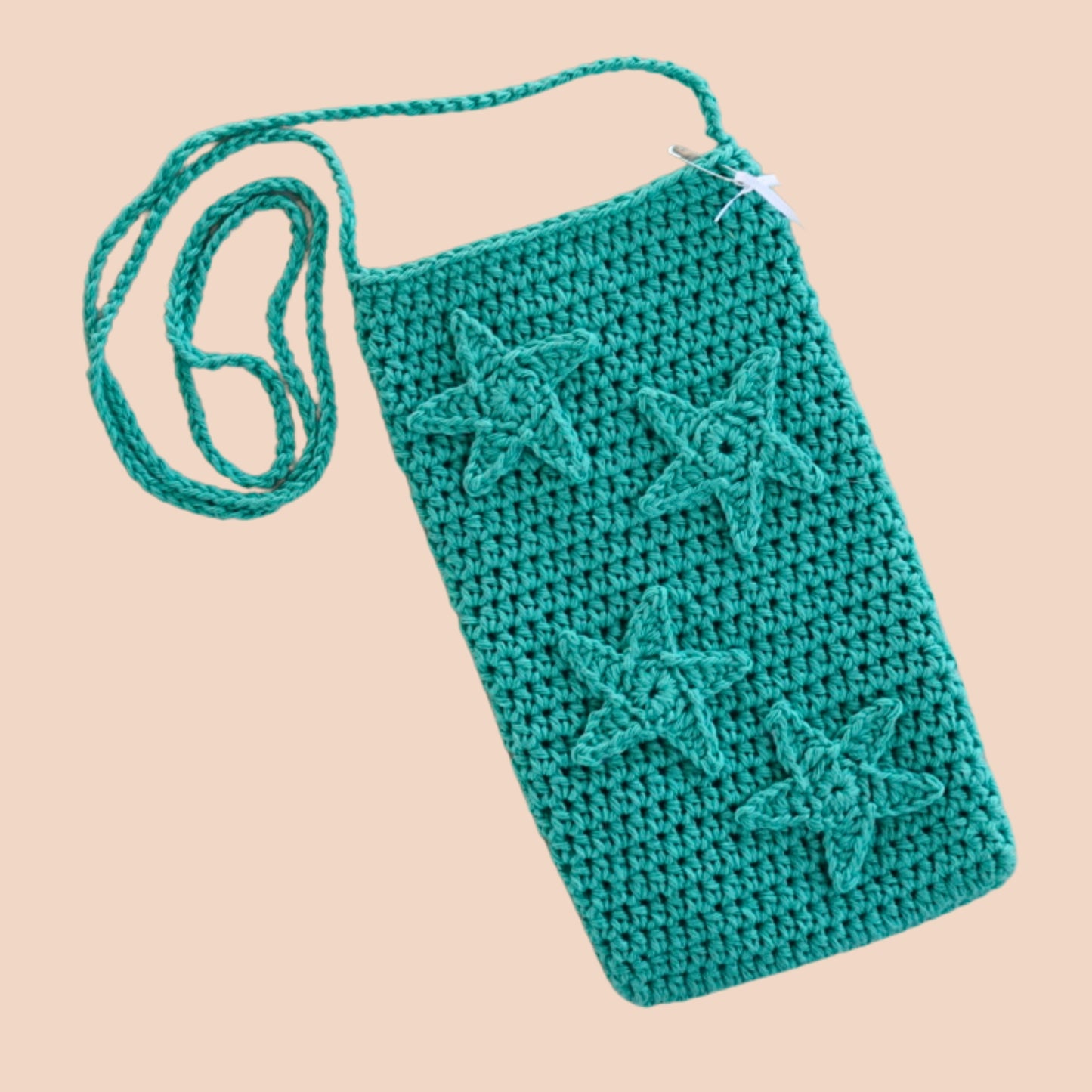 Teal Stars Crochet Cross Body