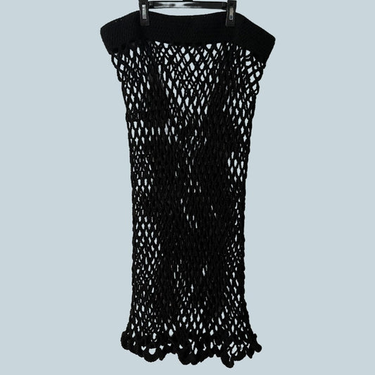 Crochet Fishnet Maxi Skirt with Ruffles