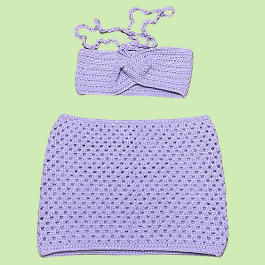 Festival Crochet Set Lavender Skirt and Top