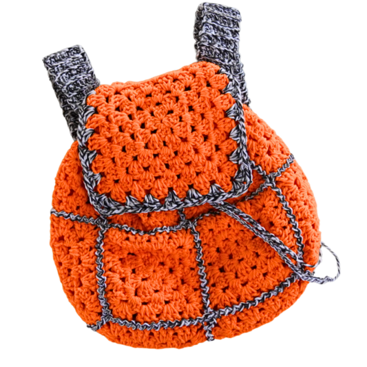 Neon Orange Crochet Mini Backpack