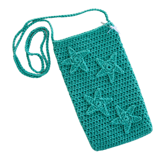 Teal Stars Crochet Cross Body